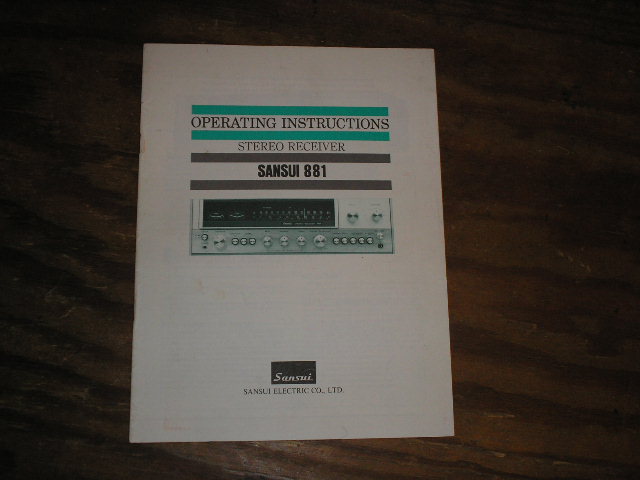881 Receiver Operating Instruction Manual